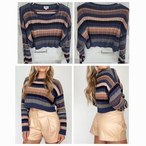 Striped Women's Sweater - Blue, Pink, Tan